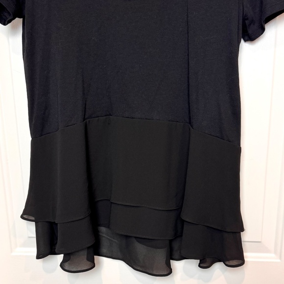 NWT Michael Kors Ruffle Short Sleeve Chiffon Tiered Hem Tee, Size Large - Picture 2 of 8